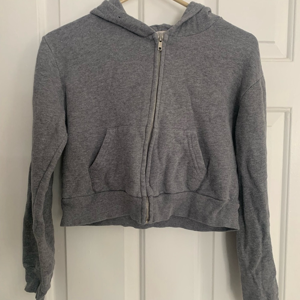 Brandy Melville Gray Zip-Up Hoodie